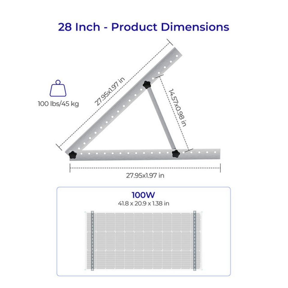 Renogy - 71cm (28in) - RV Solar Panel Tilt Mount Brackets