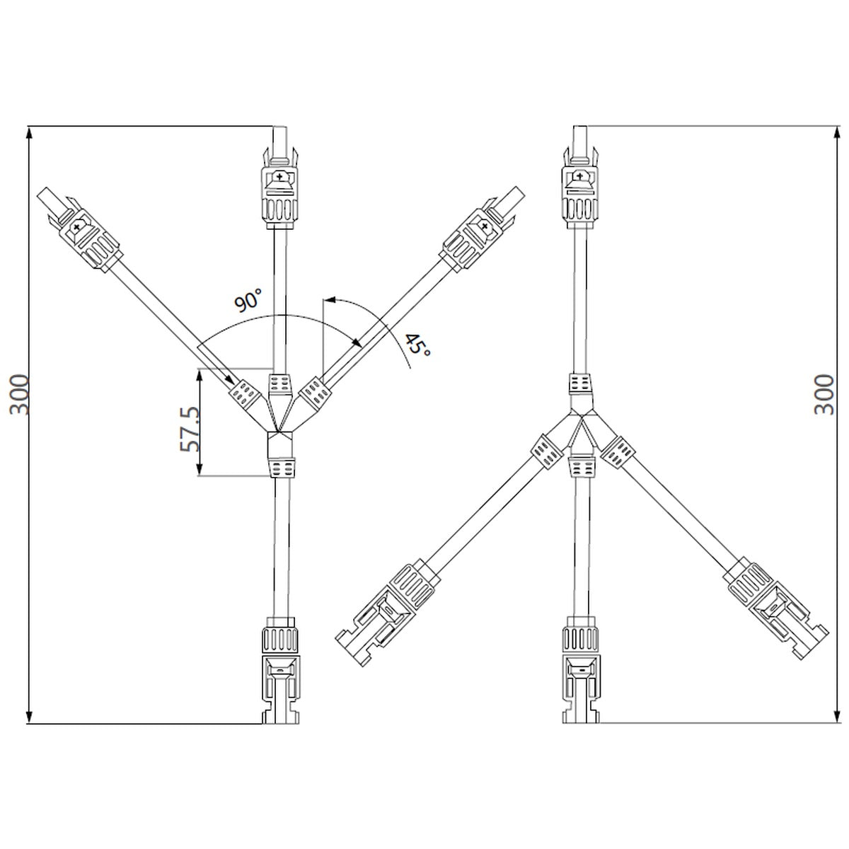 Exotronic - 3 1 'Y' Branch Joiner Solar Connector Pair