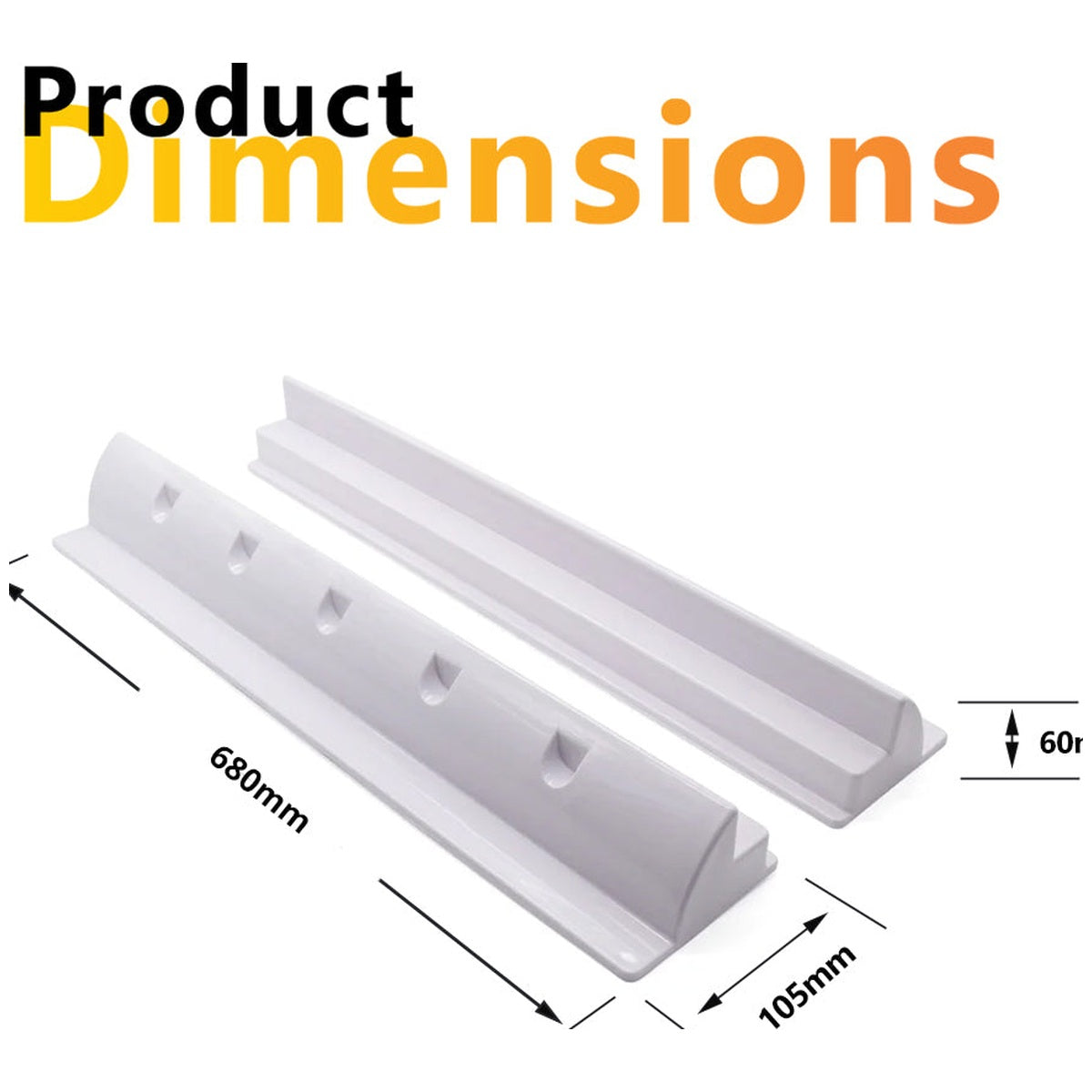 Exotronic - 680mm White Long ABS Solar Bracket Pair