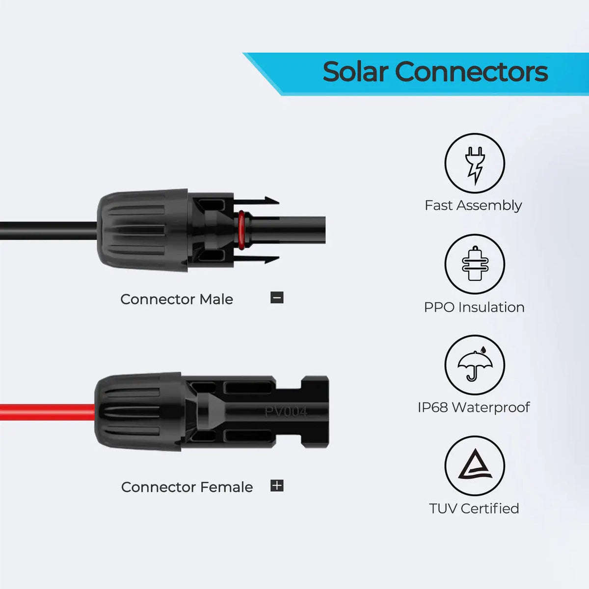 Renogy - 16AWG - 3.05m (10ft) - Solar Connector to 5.5x2.1mm DC Adapter Cable