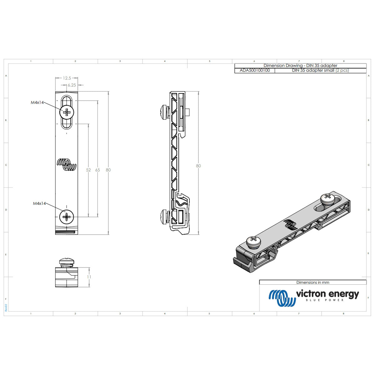 Victron Energy - Small DIN35 Adapters for Cerbo