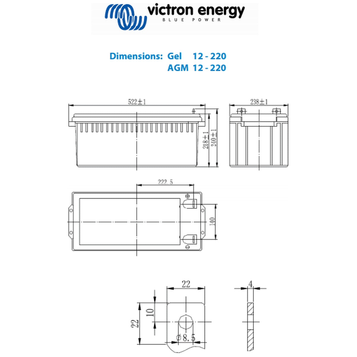 Victron Energy - 12V-220AH - Gel Deep Cycle Battery