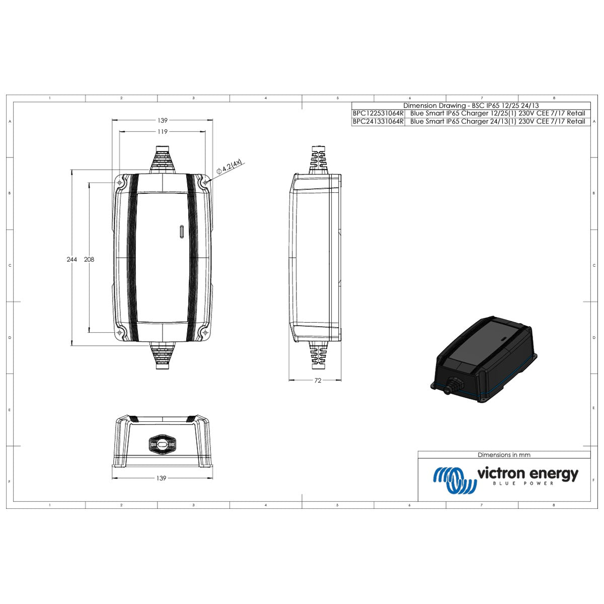 Victron Energy - 12V - BlueSmart - 12/25A - BlueSmart - IP65 - Battery Charger