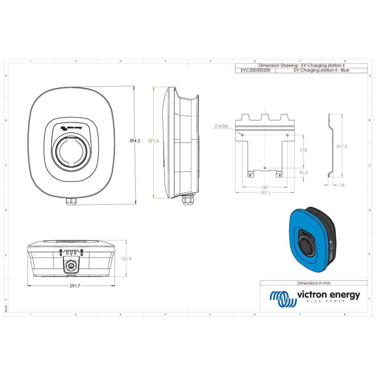 Victron Energy - 7.3/22kW Type 2 EV Charger / Charging Station NS
