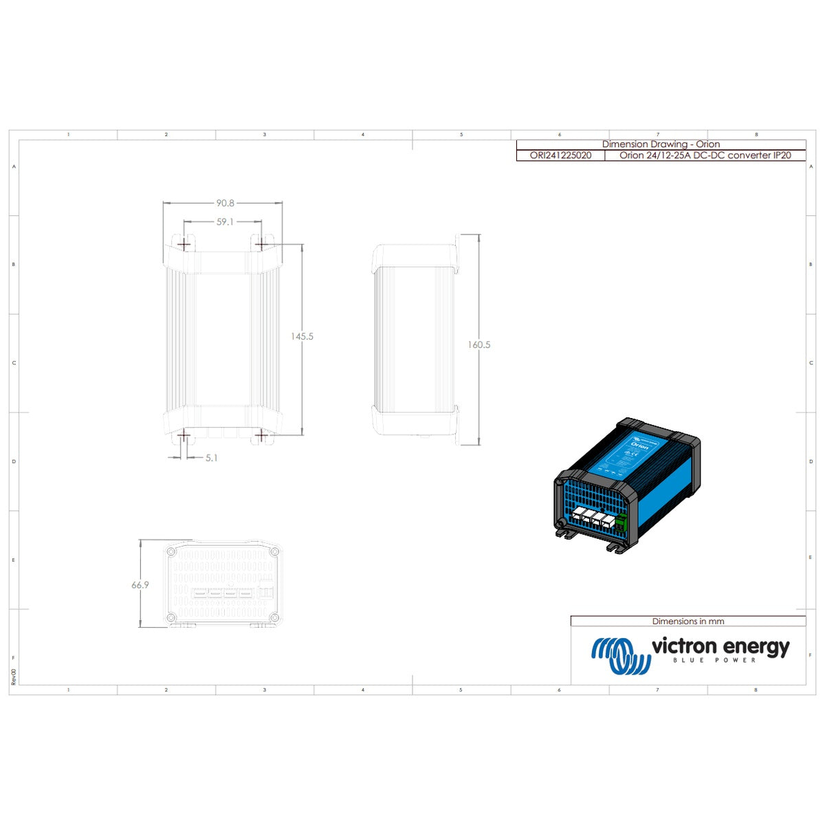 Victron Energy - 24V to 12V - 25A - Orion 24/12-25A Non-Isolated IP20 - DC-DC Converter