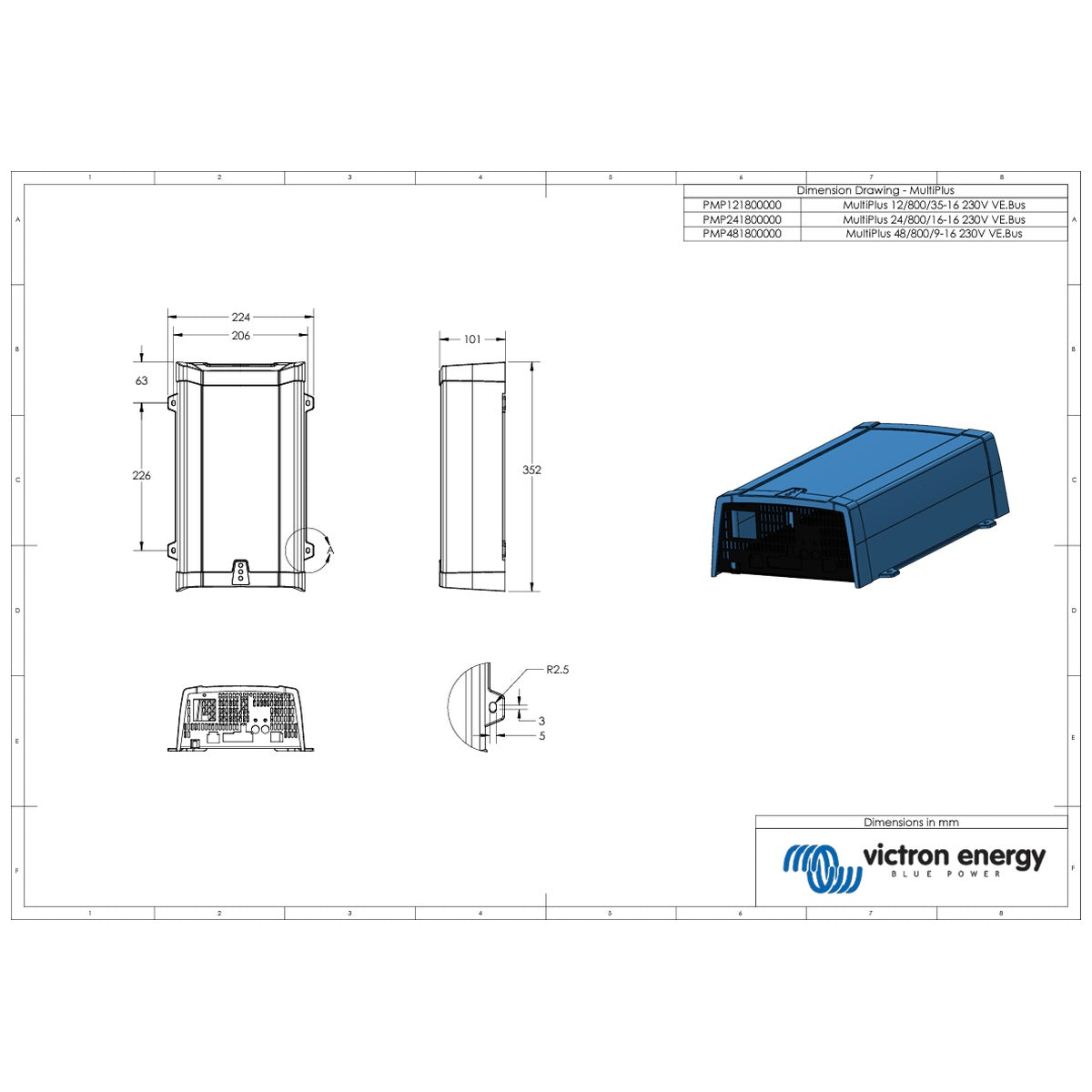 Victron Energy - 12V - 800VA MultiPlus 12/800/35-16 - Inverter/Charger