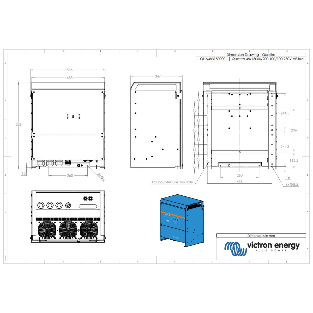 Victron Energy - 48V - 15000VA - Quattro 48/15000/200-100/100 - Inverter/Charger