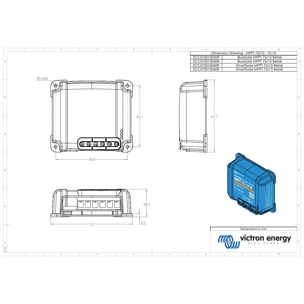 Victron Energy - 12/24V - 15A - SmartSolar 75/15 - Bluetooth - MPPT Solar Charge Controller