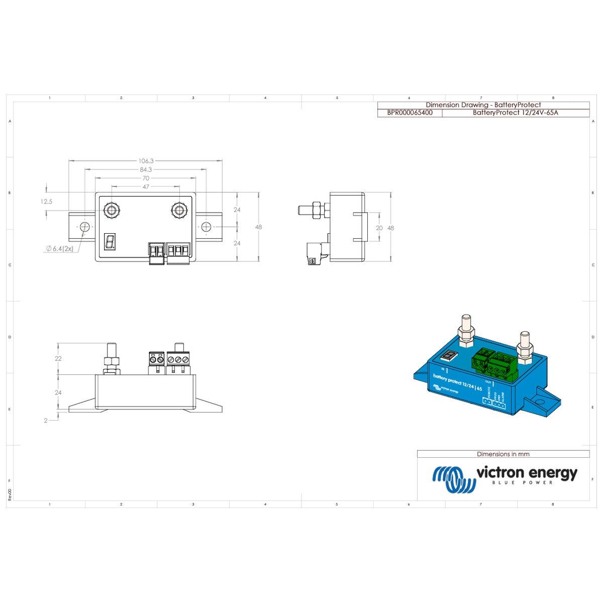 Victron Energy - 12/24V - 65A - BatteryProtect - Low Voltage Disconnect