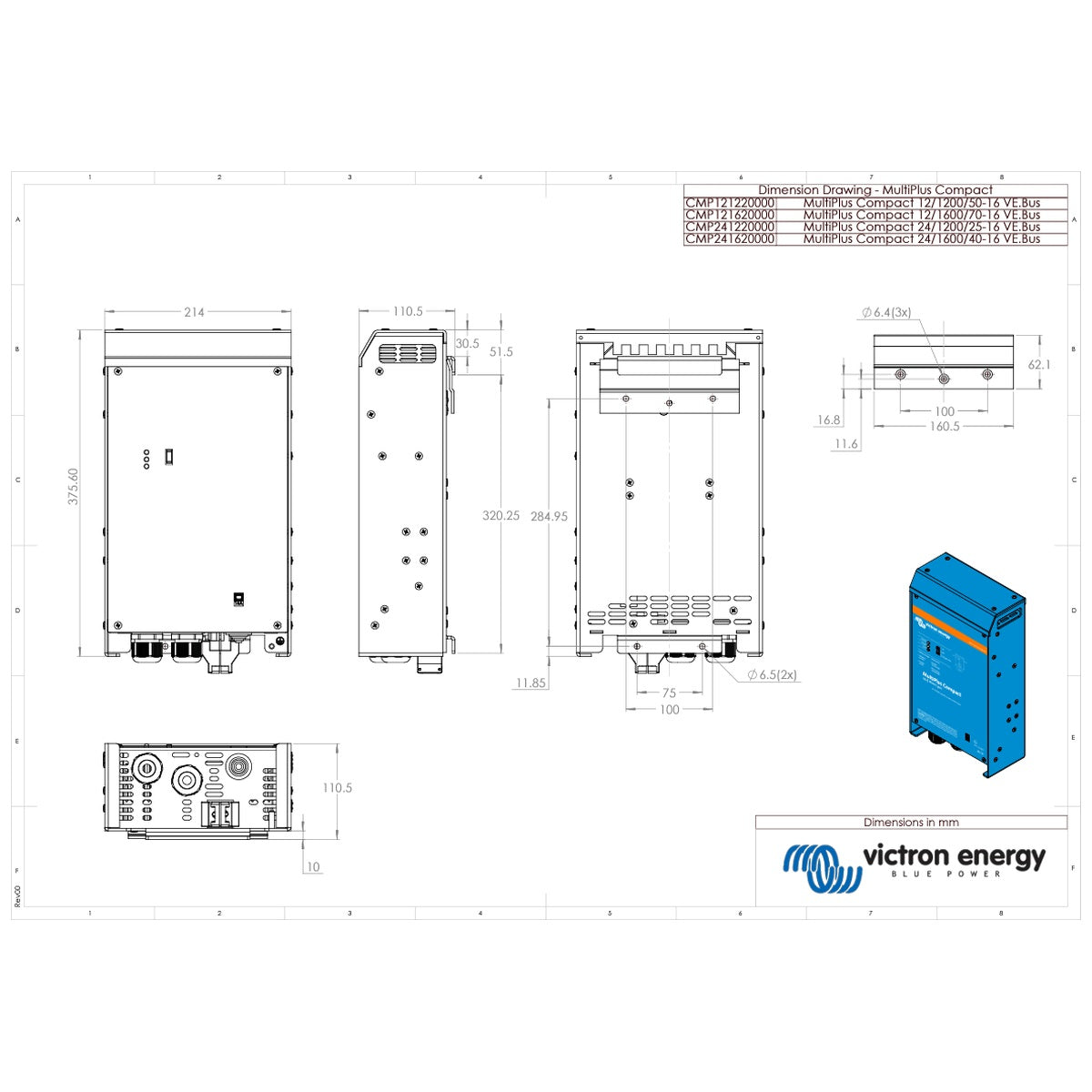 Victron Energy - 24V - 1600VA MultiPlus Compact 24/1600/40-16 - Inverter/Charger