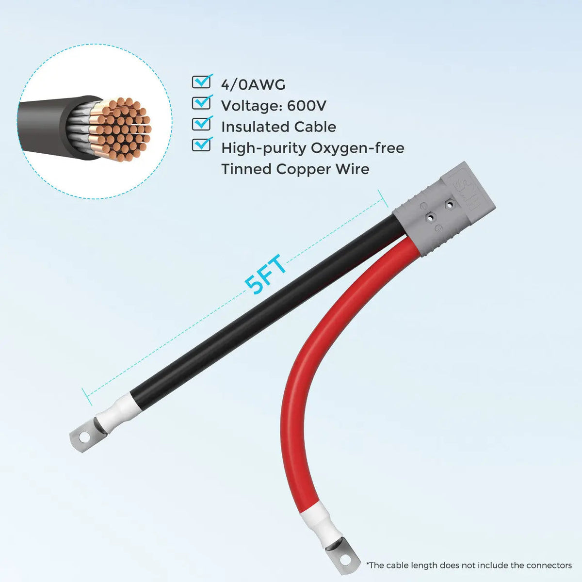 Renogy - 4/0AWG - 5ft - Anderson SB350 to Ring Lug Adapter Cable
