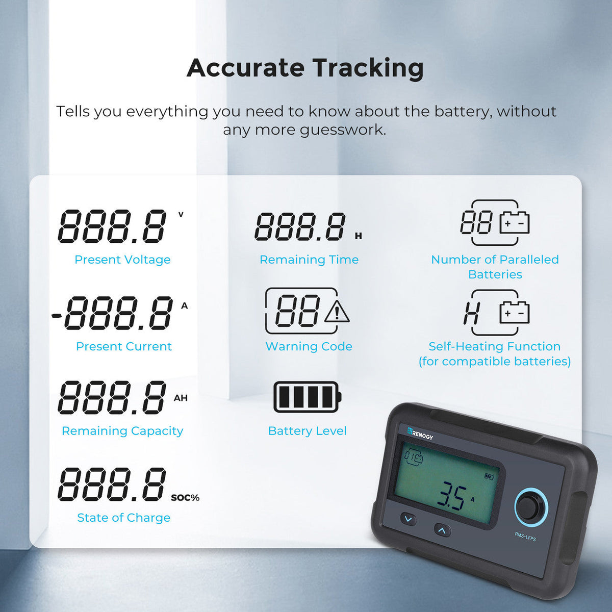 Renogy - Monitoring Screen for Smart Lithium Battery Series