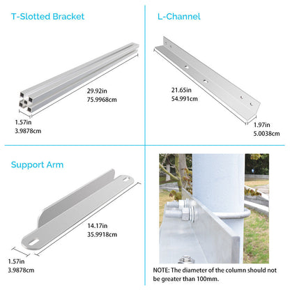 Renogy - Single Side 27.4in Pole Mount Support for Solar Panel