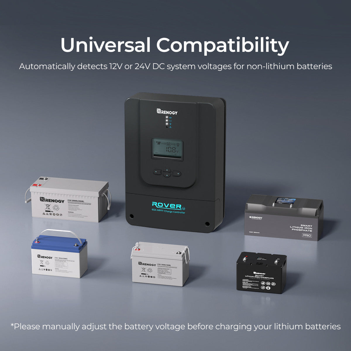 Renogy - 12/24/36/48V - 60A - Rover Li MPPT Solar Charge Controller