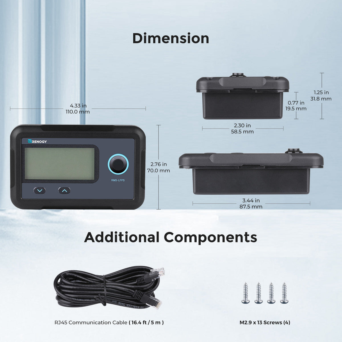 Renogy - Monitoring Screen for Smart Lithium Battery Series