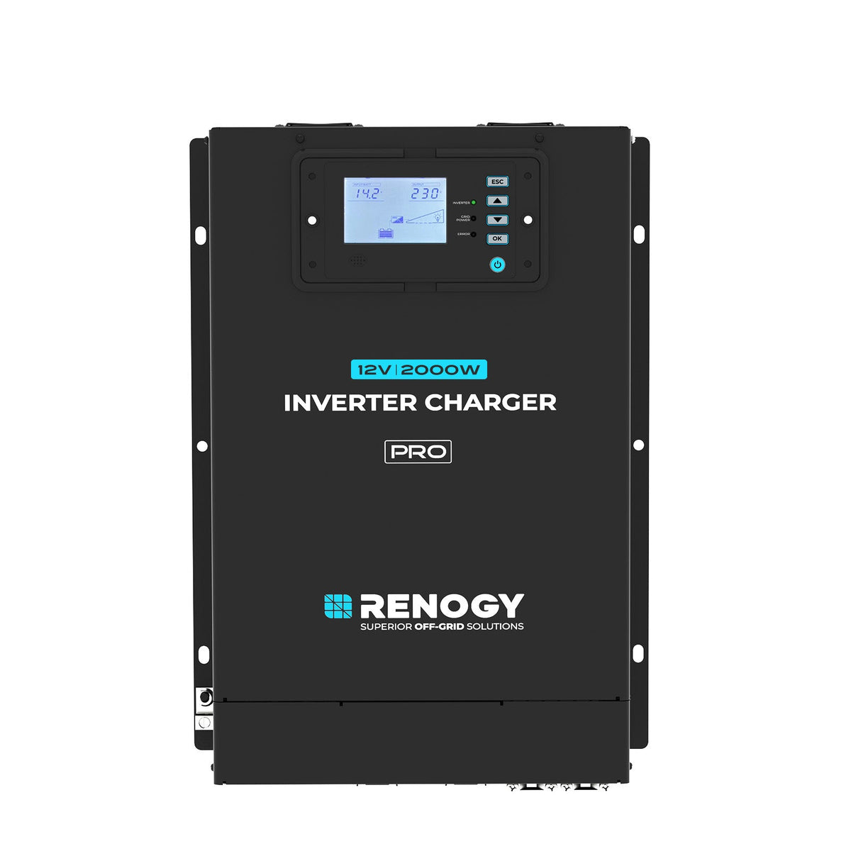 Renogy - 12V - 2000W - Pro Pure Sine Wave Inverter Charger with Built-in RCD