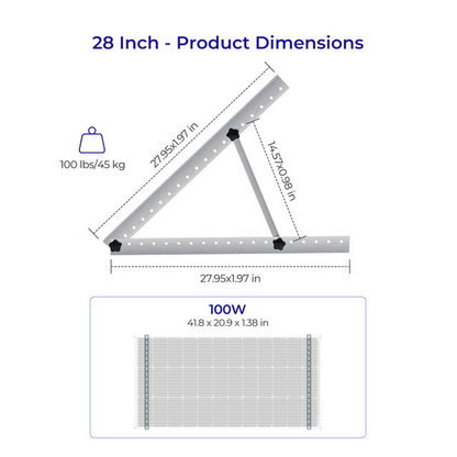 Renogy - 71cm (28in) - RV Solar Panel Tilt Mount Brackets