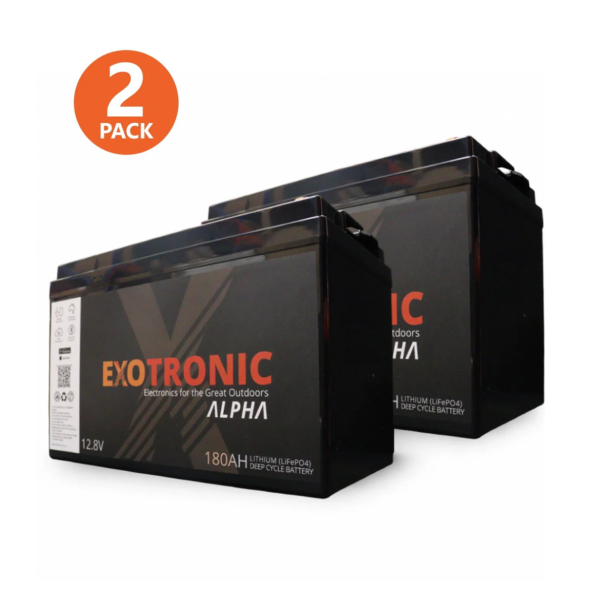 Exotronic - 12V - 180AH - Twin Pack Alpha IP67 Smart Bluetooth Lithium Batteries