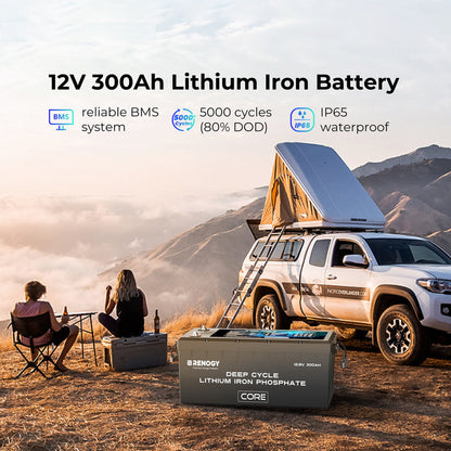 Renogy - 12V - 300AH - Core Series Lithium Iron Phosphate Battery with Self-Heating (Pack of 2)