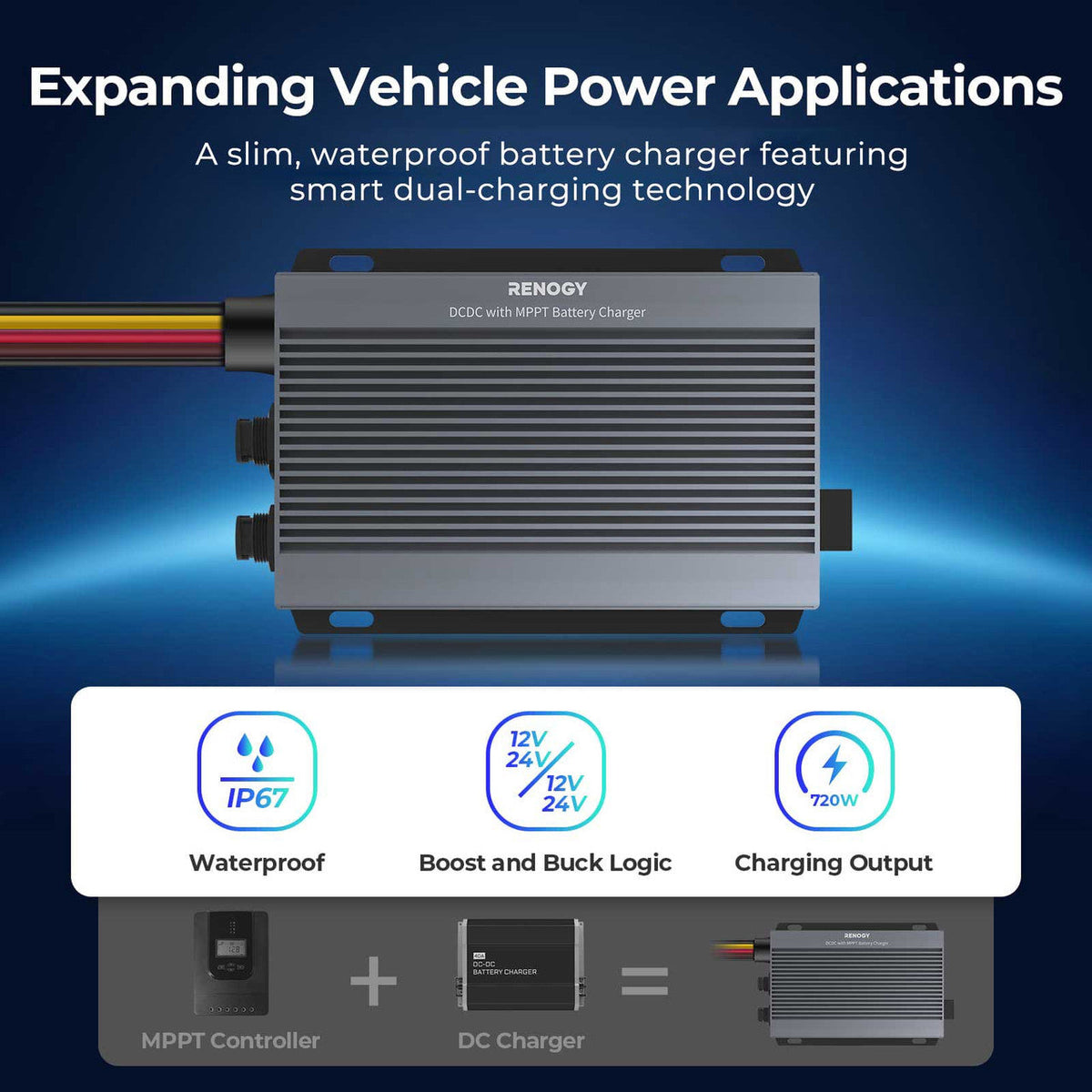 Renogy - 12/24V - 50A - IP67 DC-DC Charger with MPPT