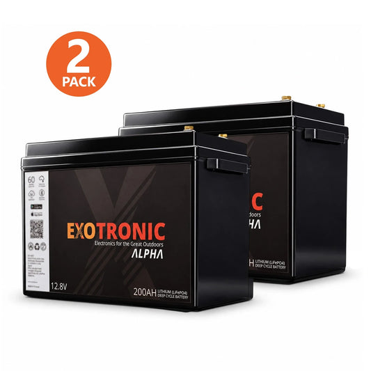 Exotronic - 12V - 200AH - Twin Pack Alpha IP67 Smart Bluetooth Lithium Batteries