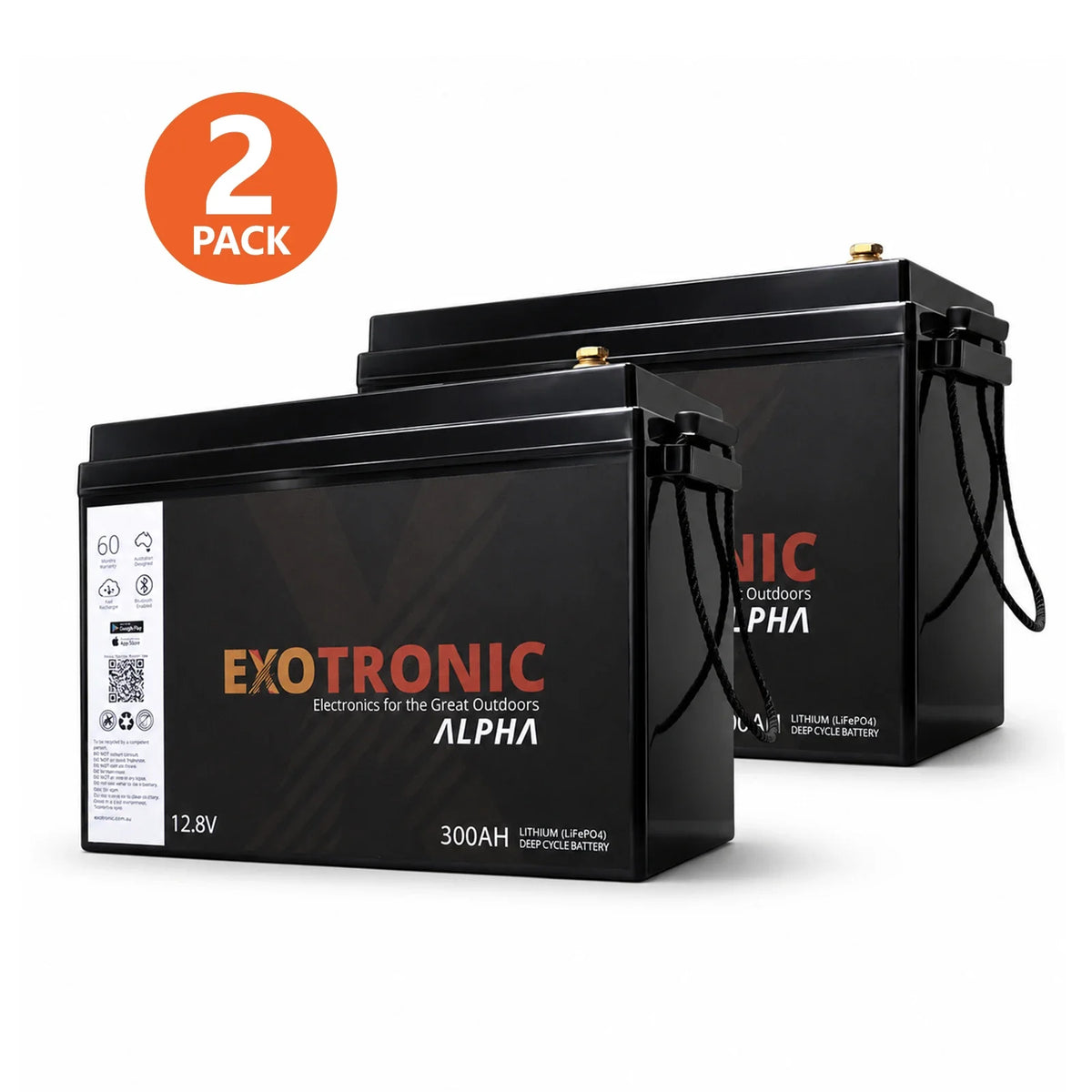 Exotronic - 12V - 300AH - Twin Pack Alpha IP67 Smart Bluetooth Lithium Batteries