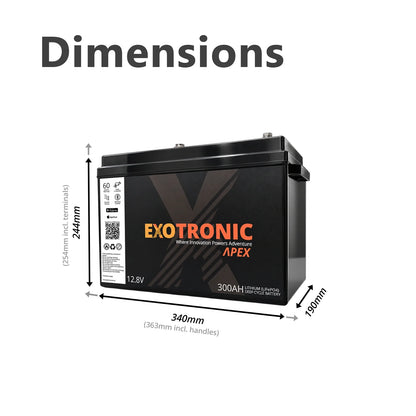 Exotronic - 12V - 300AH - Apex Vented Smart Bluetooth Lithium Battery