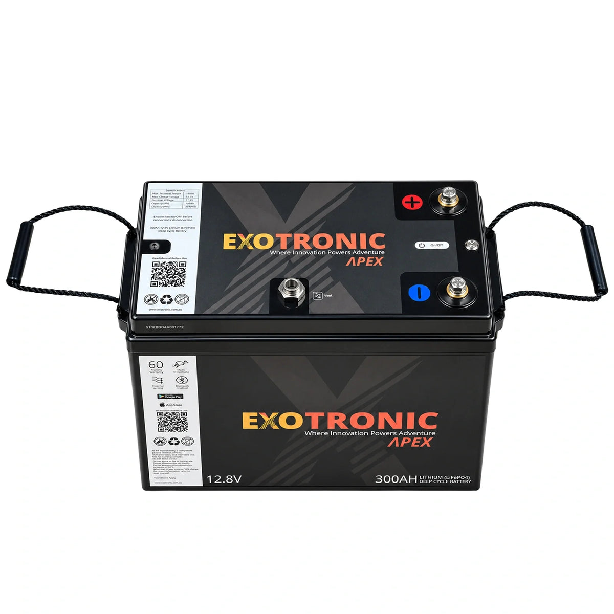 Exotronic - 12V - 300AH - Apex Vented Smart Bluetooth Lithium Battery