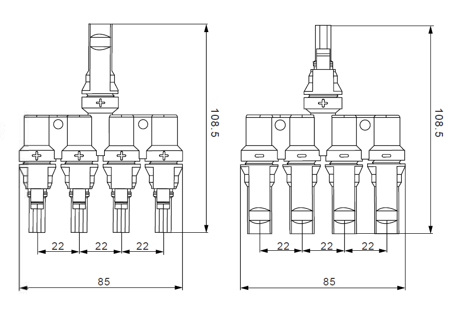 Exotronic - 4 to 1 'h' Branch Joiner Connector Pair (Pack of 5)