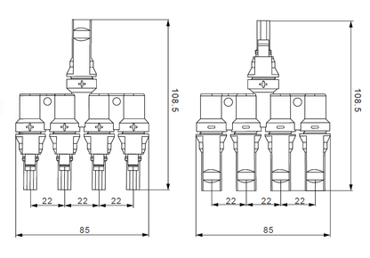 Exotronic - 4 to 1 'h' Branch Joiner Connector Pair (Pack of 5)