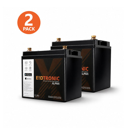 Exotronic - 12V - 50AH - Twin Pack Alpha IP67 Smart Bluetooth Lithium Batteries