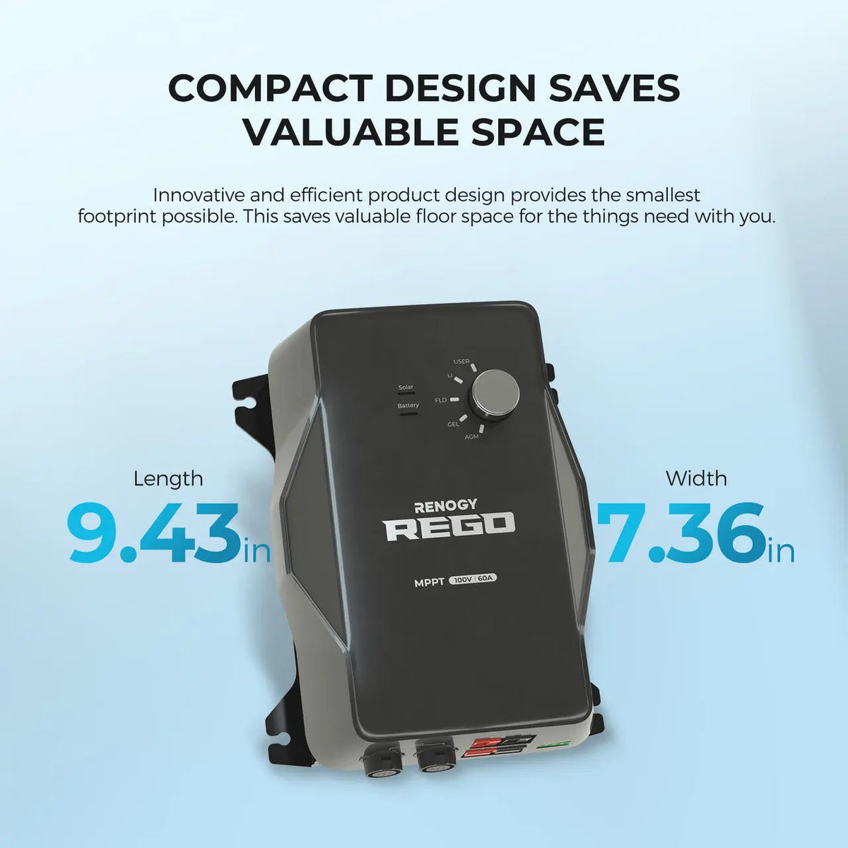 Renogy - 12V - 60A - Rego MPPT Solar Charge Controller with 1.5m (5ft) 6AWG Anderson Adapter Cable