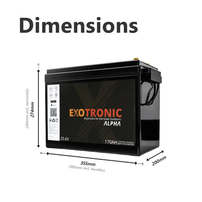 Exotronic - 24V - 170AH - Alpha IP67 Smart Bluetooth Lithium Battery