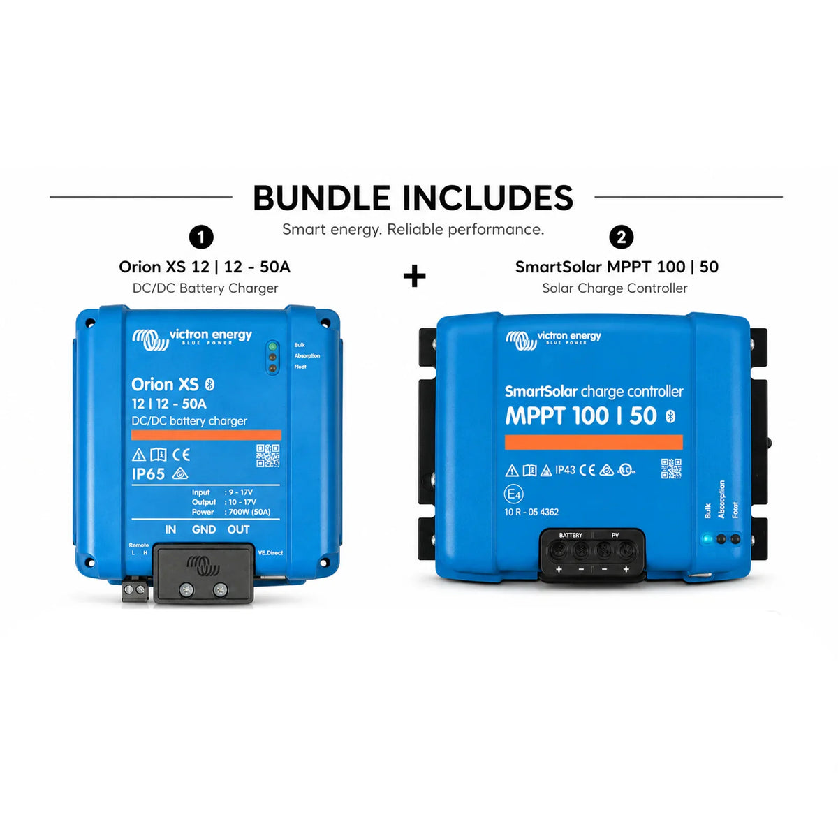 Victron Energy - 12V - 50A Charging Bundle - SmartSolar MPPT 100/50 + Orion XS 12/12-50A