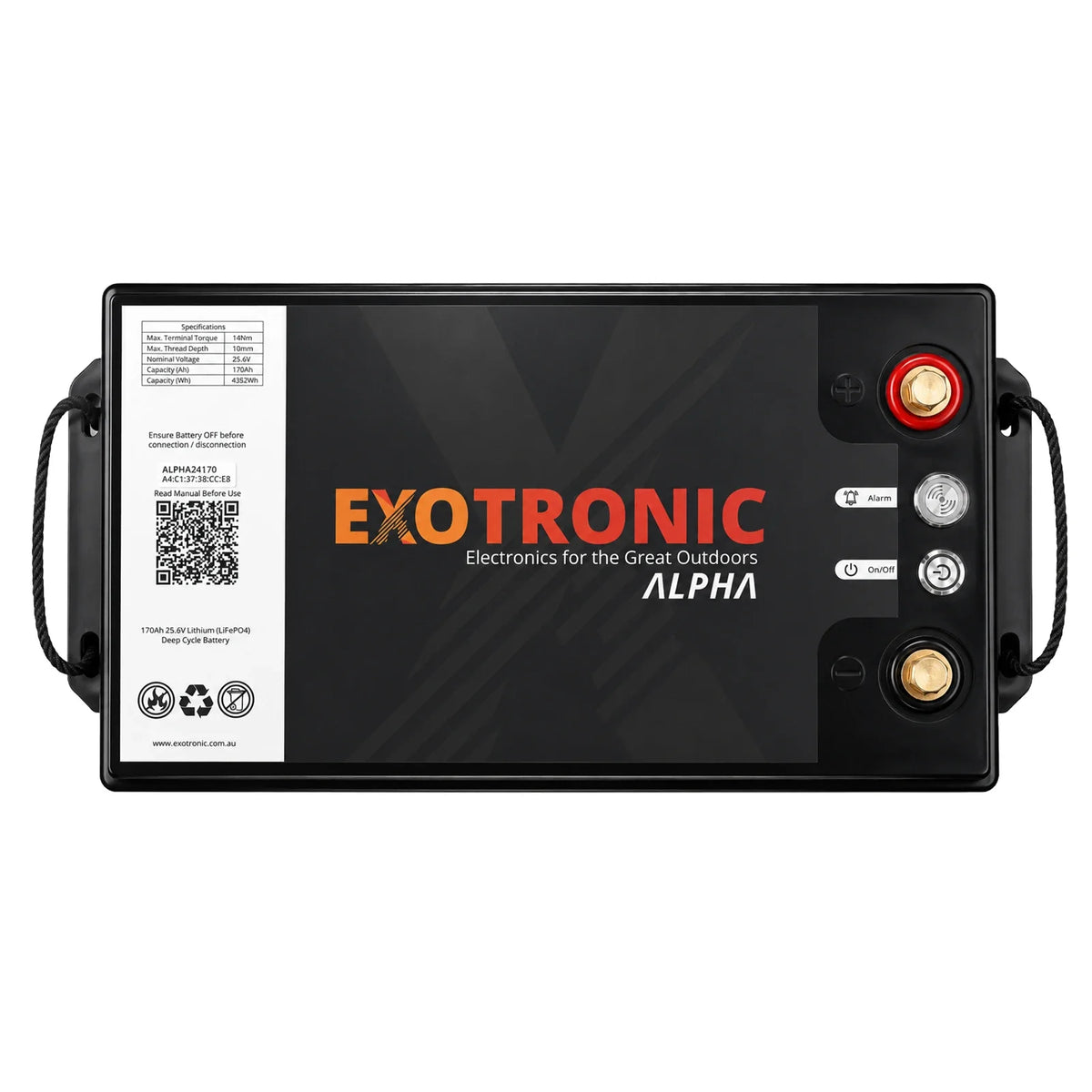Exotronic - 24V - 170AH - Alpha IP67 Smart Bluetooth Lithium Battery