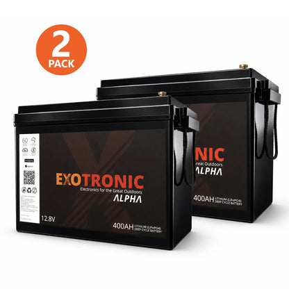 Exotronic - 12V - 400AH - Twin Pack Alpha IP67 Smart Bluetooth Lithium Batteries