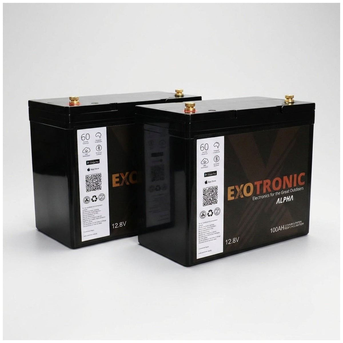Exotronic - 12V - 100AH - Twin Pack Alpha IP67 Smart Bluetooth Lithium Batteries