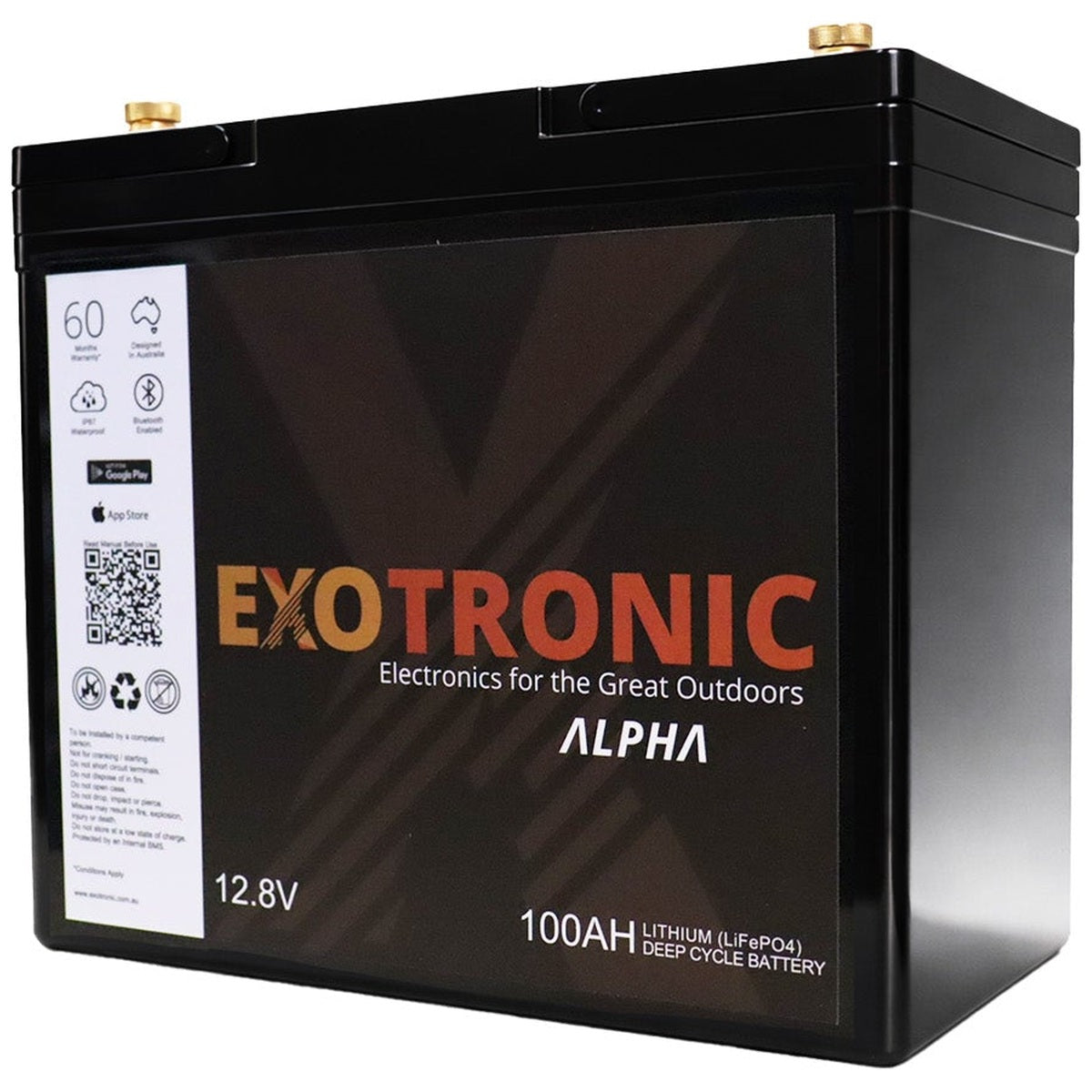 Exotronic - 12V - 100AH - Twin Pack Alpha IP67 Smart Bluetooth Lithium Batteries