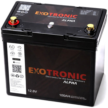 Exotronic - 12V - 100AH - Twin Pack Alpha IP67 Smart Bluetooth Lithium Batteries