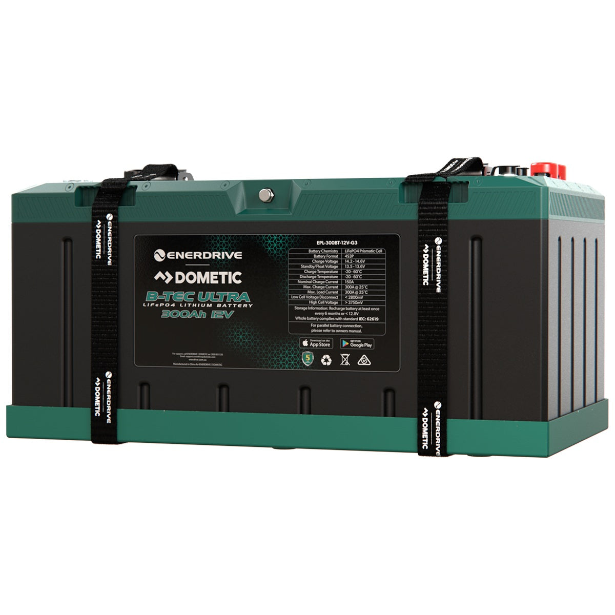 Enerdrive - 12V-300AH - Alpha IP67 Smart Bluetooth Lithium Battery