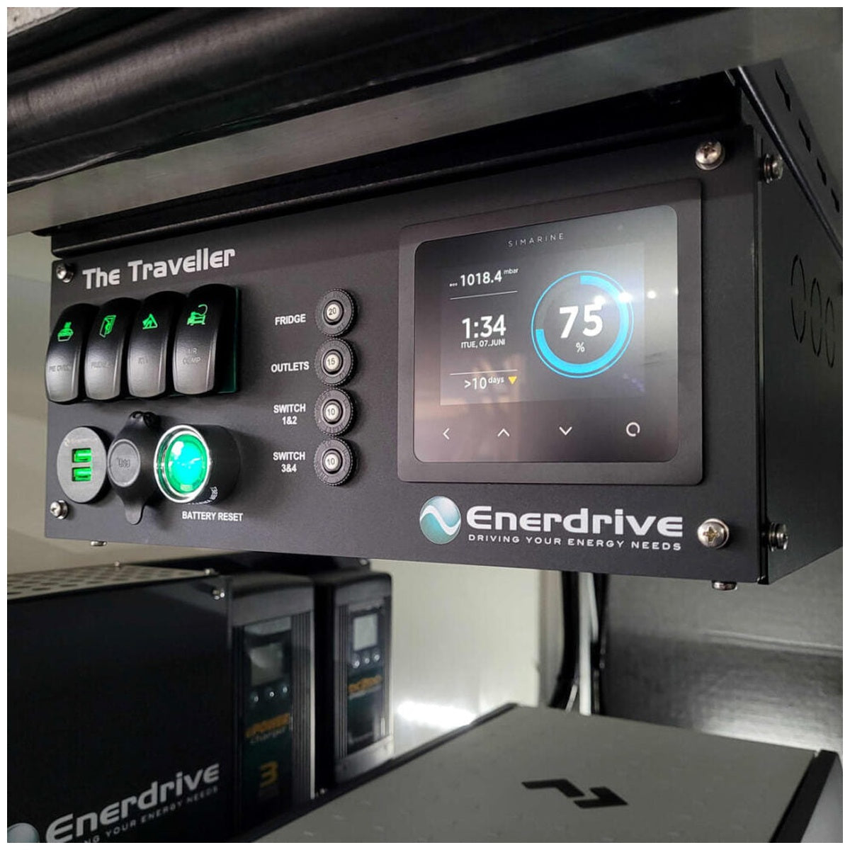 Enerdrive - Left-hand 40AC 40DC + Simarine Traveller Canopy Power System