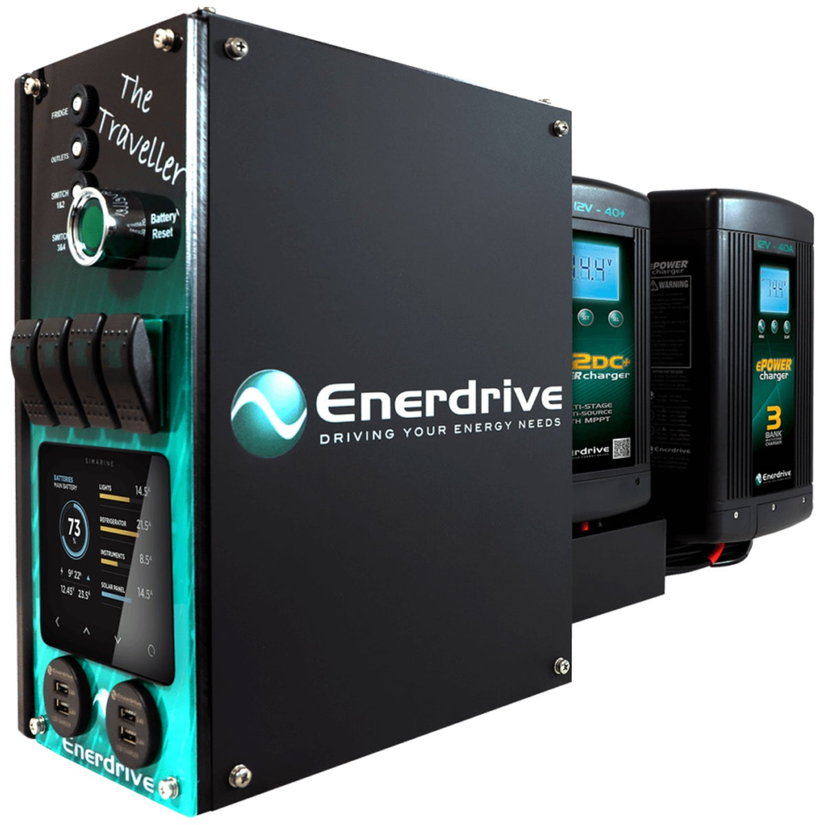 Enerdrive - Left-hand 40AC 40DC + Simarine SCQ50 Traveller Canopy Power System