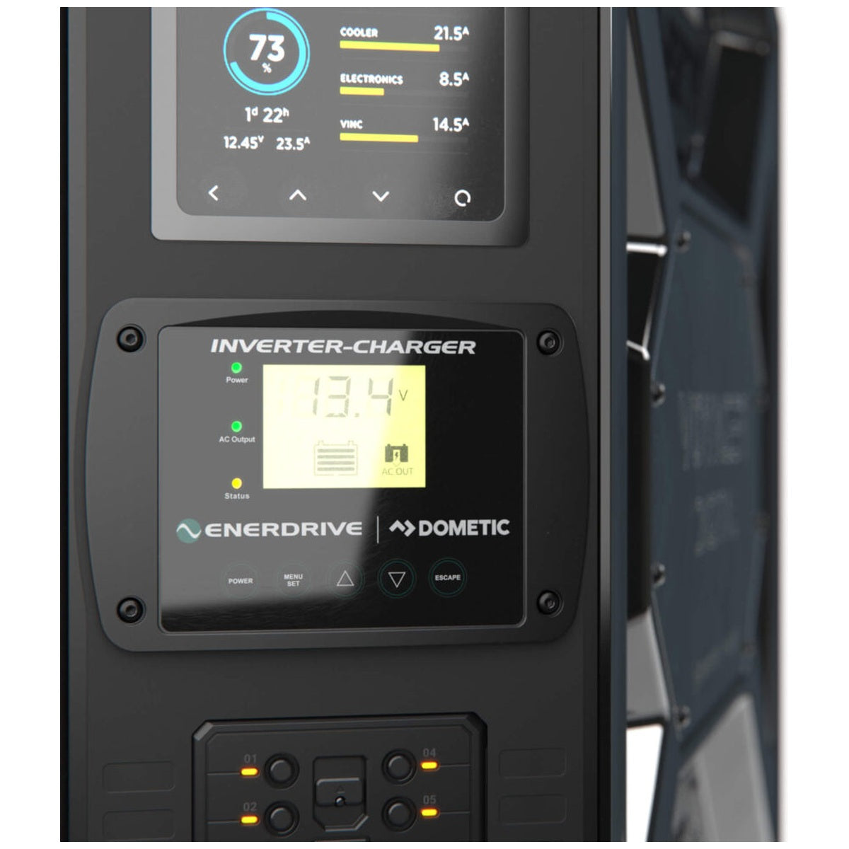 Enerdrive - 3000W - Left-hand /100A Inverter-Charger 40DC + Simarine SCQ50 Voyager Digital Canopy Power System