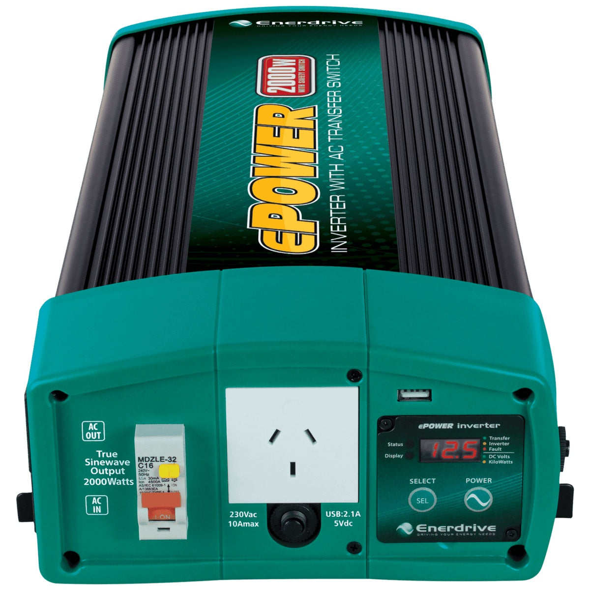 Enerdrive - ePower - 12V - 2000W - Pure Sine Wave Inverter w/ RCD & AC Transfer Switch