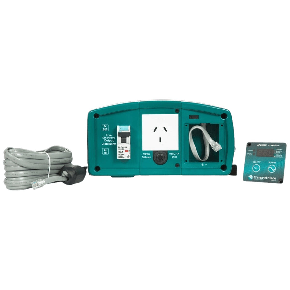 Enerdrive - ePower - 12V - 2000W - Pure Sine Wave Inverter w/ RCD & AC Transfer Switch