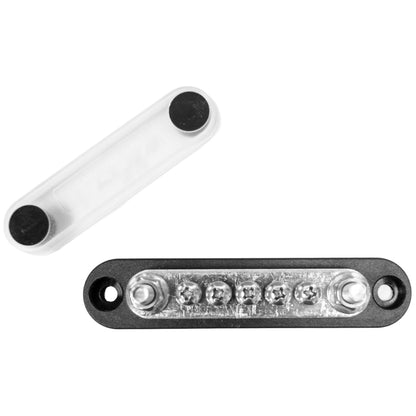 Exotronic - 150A - Black 2x M6 Stud Busbar with 5 Screws & Cover