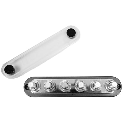 Exotronic - 150A - Black 6x M6 Stud Busbar with Cover