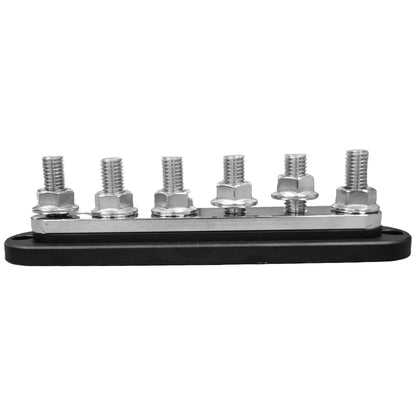 Exotronic - 150A - Black 6x M6 Stud Busbar with Cover