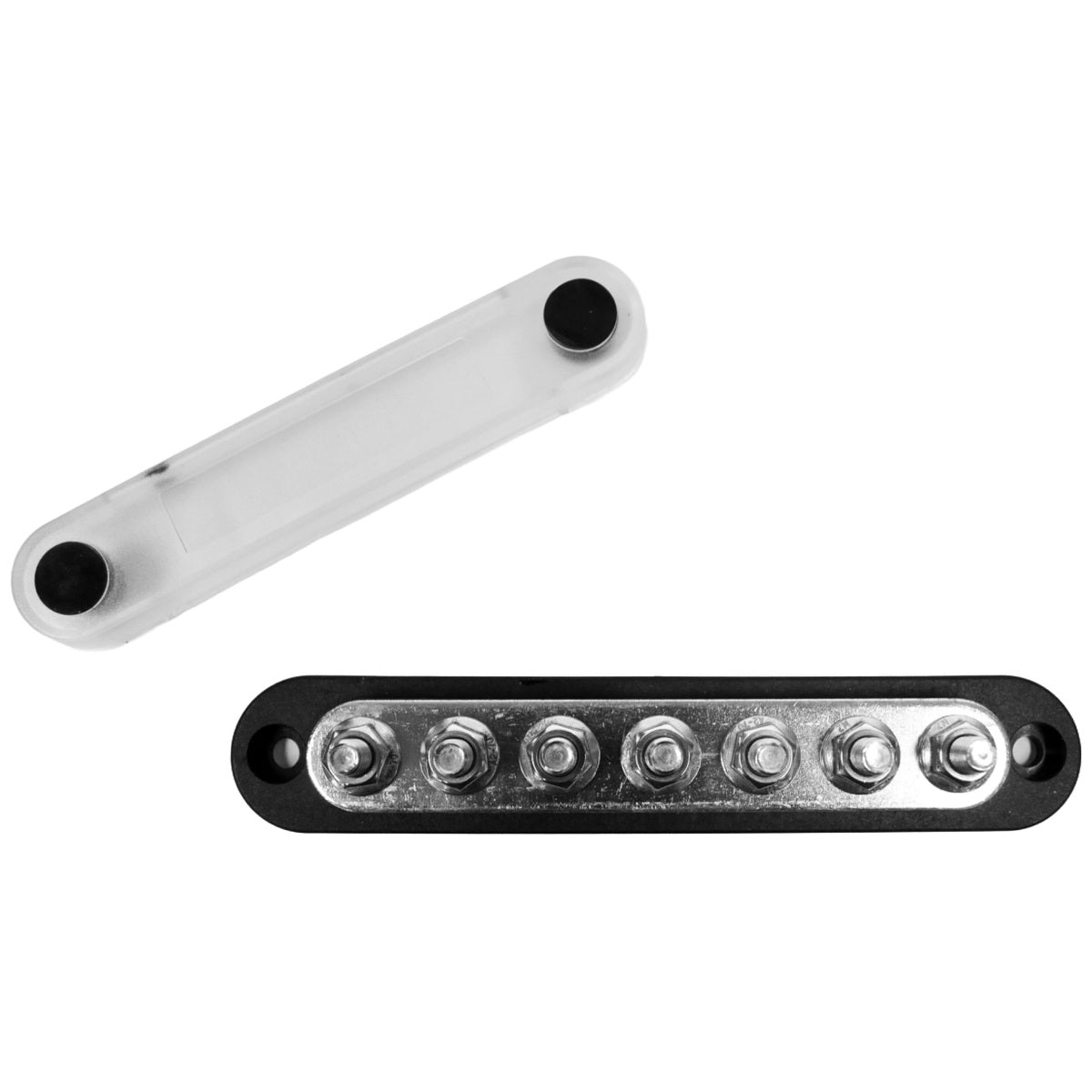 Exotronic - 150A - Black 7x M6 Stud Busbar with Cover