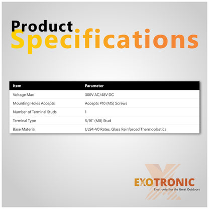 Exotronic - Heavy Duty Single Terminal Stud - Busbar - M8
